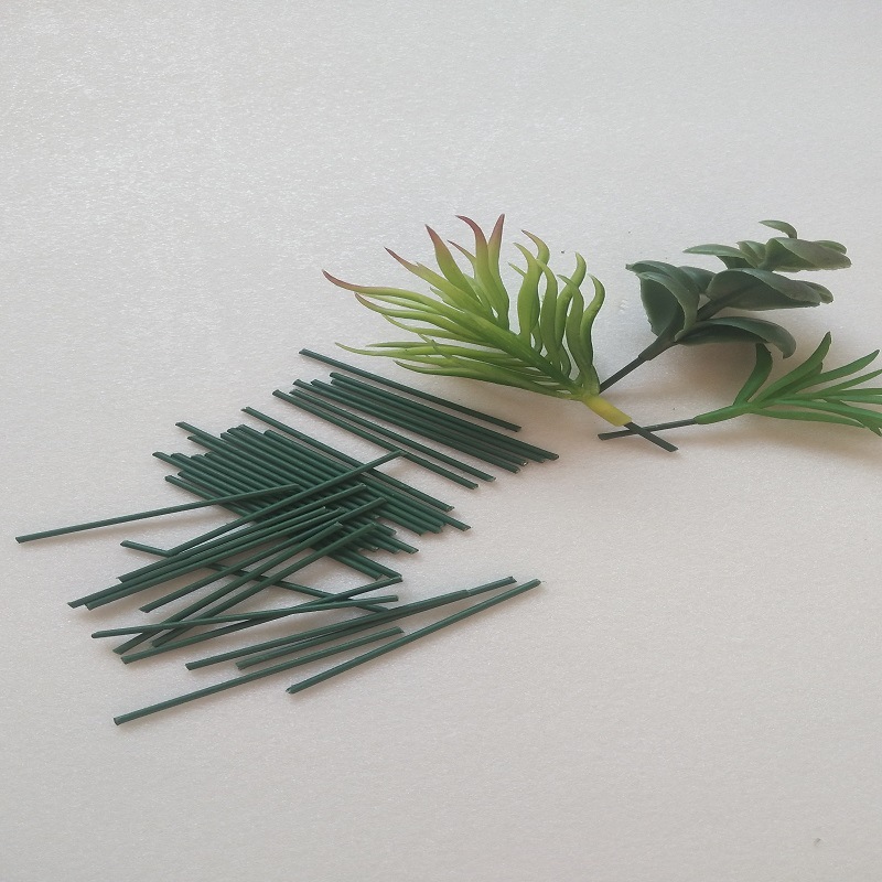 No. 2 green rubber-coated flower stems, artificial flower succulent plant accessories, diy floral art materials, 6 centimeters long Specification image