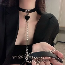 Collar women's neck Leather bell neck ring dark tie love pendant collar neck ring Chain necklace Love collar
