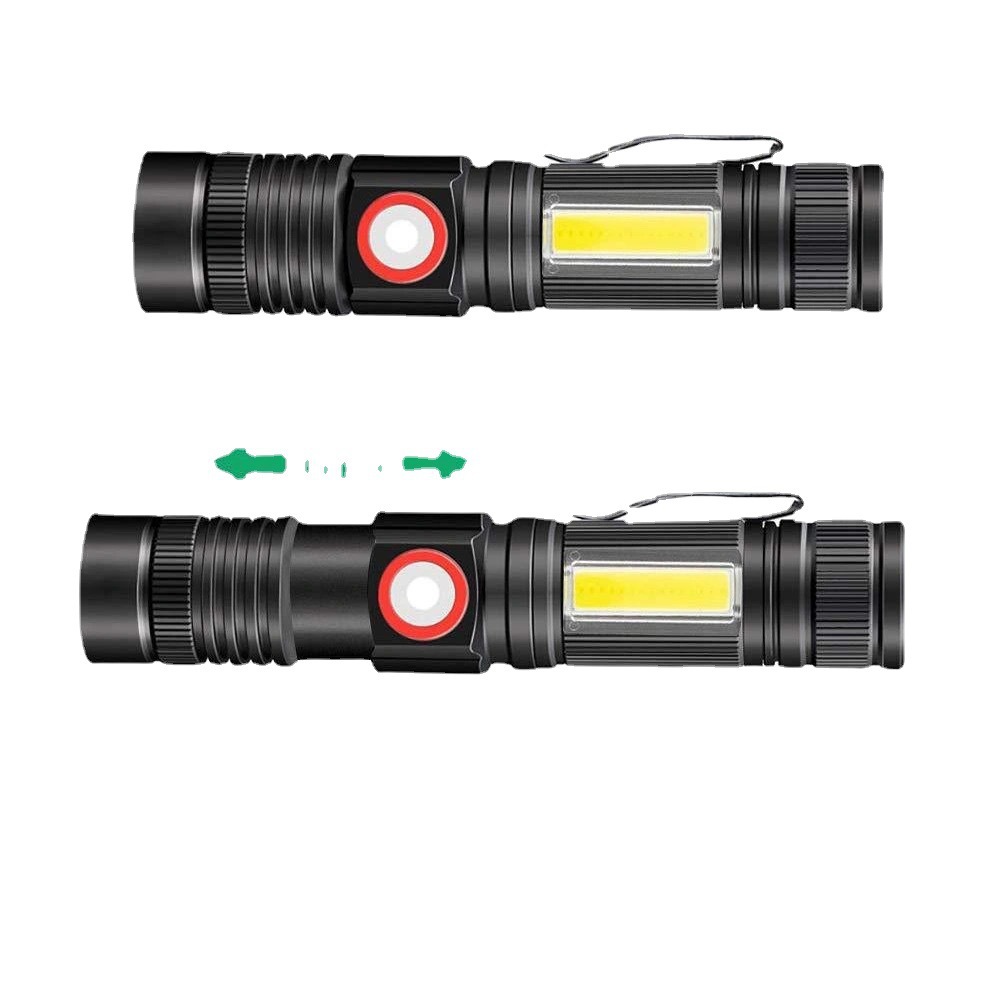 Cross-border new USB outdoor zoom multi-functional aluminum alloy high-intensity flashlight T6+COB with magnet Item Picture