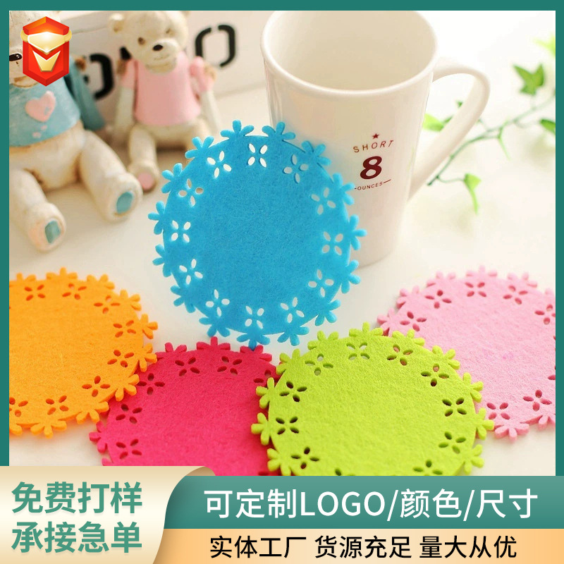 Creative Coaster Heat Insulation Mat Non-Woven Cloth Bowl Mat Felt Coaster Placemat Cup Mat Laser Engraving And Logo Printing details Picture