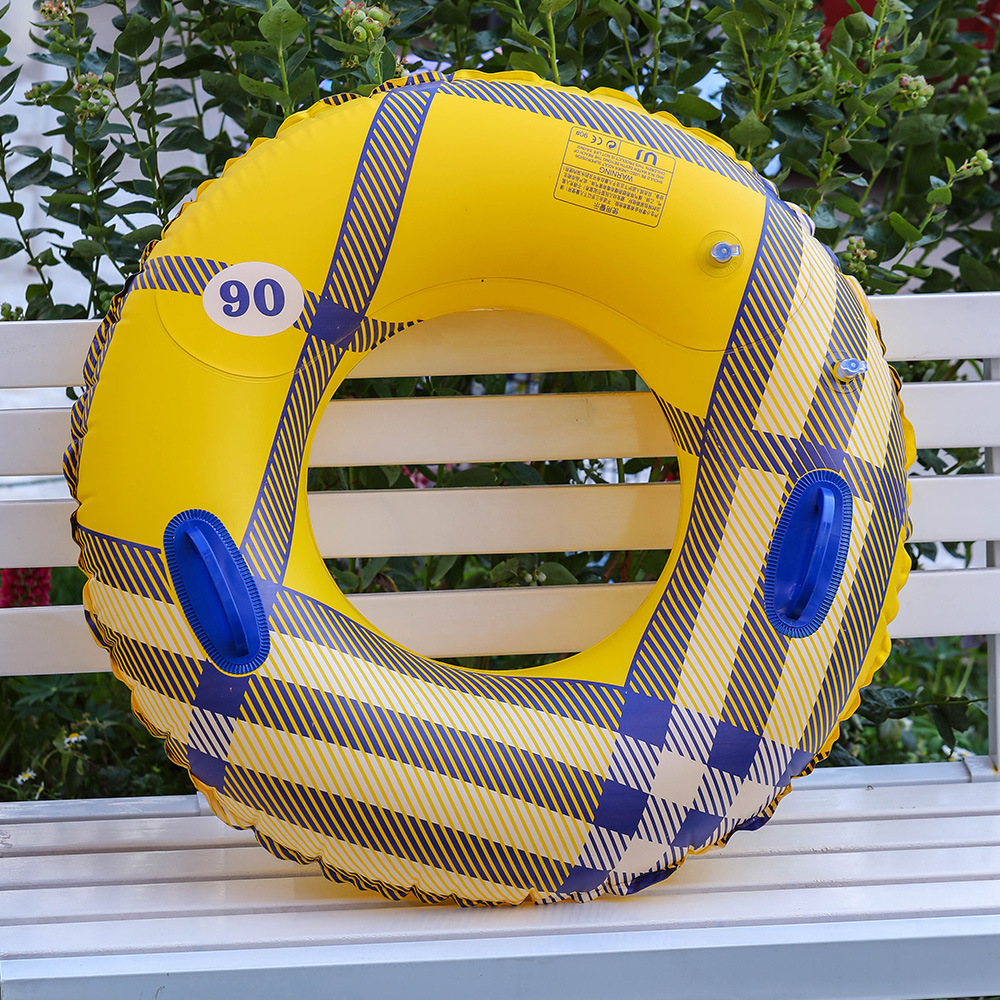 24 Double Valve Yellow Checkered Wind Swimming Ring With Extra Thickened Adult Pvc Underarm Ring Hand Swimming Ring Specification drawing