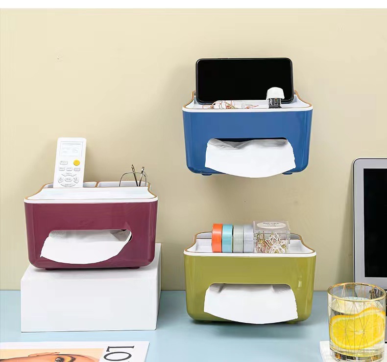Tissue Box Pumping Tissue Box Office Storage Tissue Box Multi-Functional Bathroom Perforation-Free Tissue Box Pumping details Picture