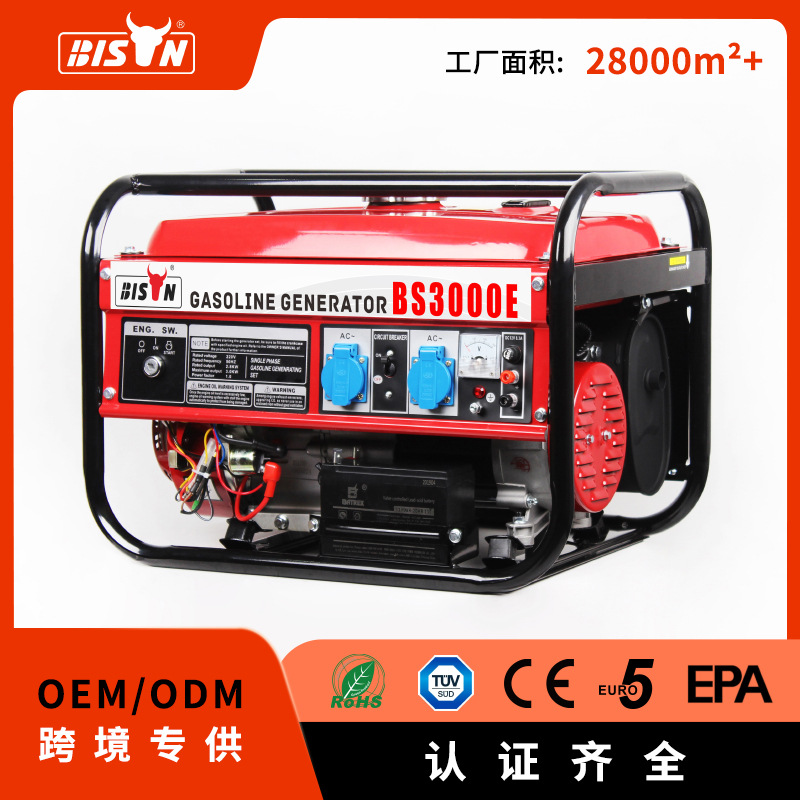 Bison户外露营3kw 2.8kw单相三相220v静音小型家用汽油发电机