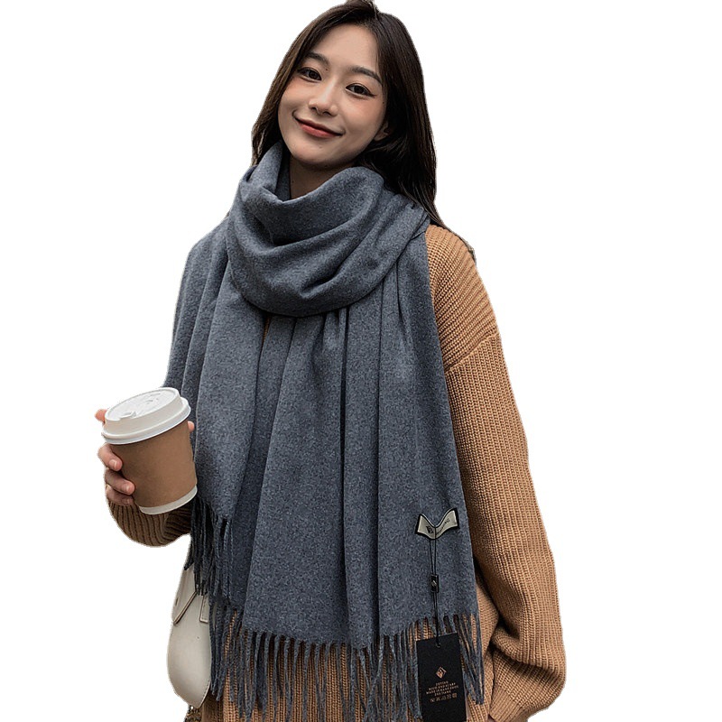 Red Scarf Women 2024 New Solid Red Scarf Cashmere Wool Autumn And Winter Imitation Cashmere Scarf Men Wholesale Item Picture