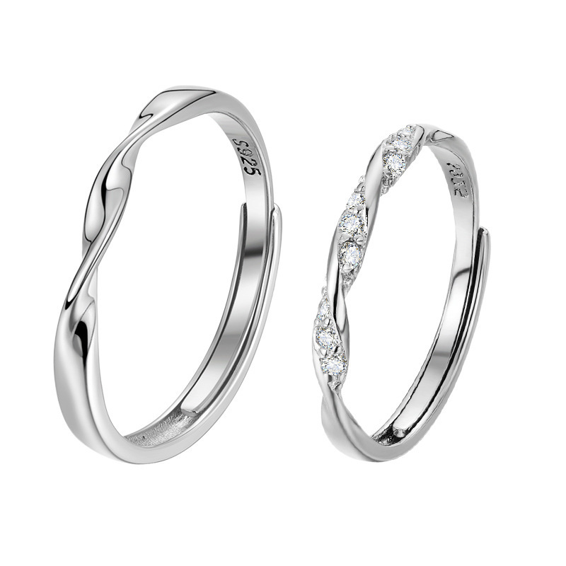 Mobius couple rings, a niche design for men and women on Instagram, high-end Japanese and Korean couple rings, simple and elegant open rings Item Picture