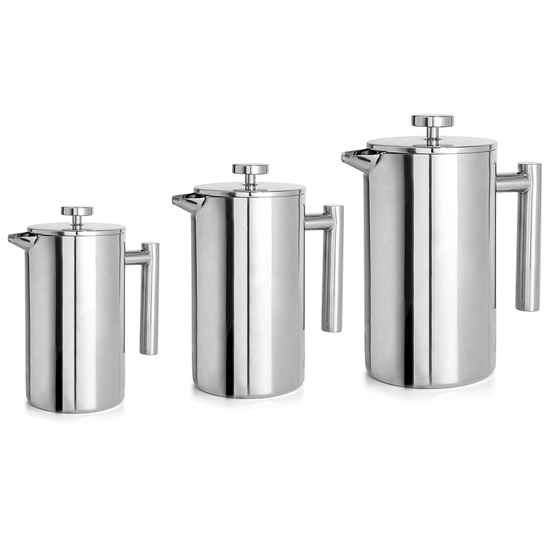 304 stainless steel French press Hand coffee maker Double French press Tea maker Tea maker Brewing pot Item Picture