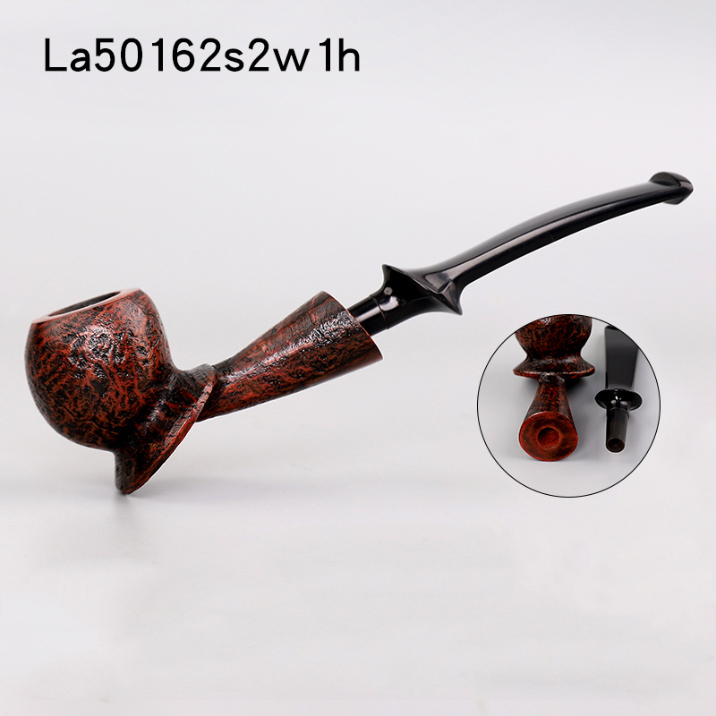 木香麻面喷砂异形斗石楠木烟斗厂家批发实木烟斗配硫化橡胶烟嘴