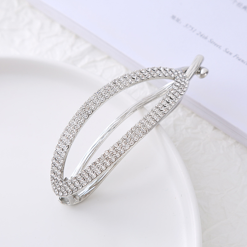 New Korean Version Of Pearl Inlaid Diamond Oval Hair Back Head Ball Head Twist Clip A Word Clip High-Grade Hair Accessories Specification drawing