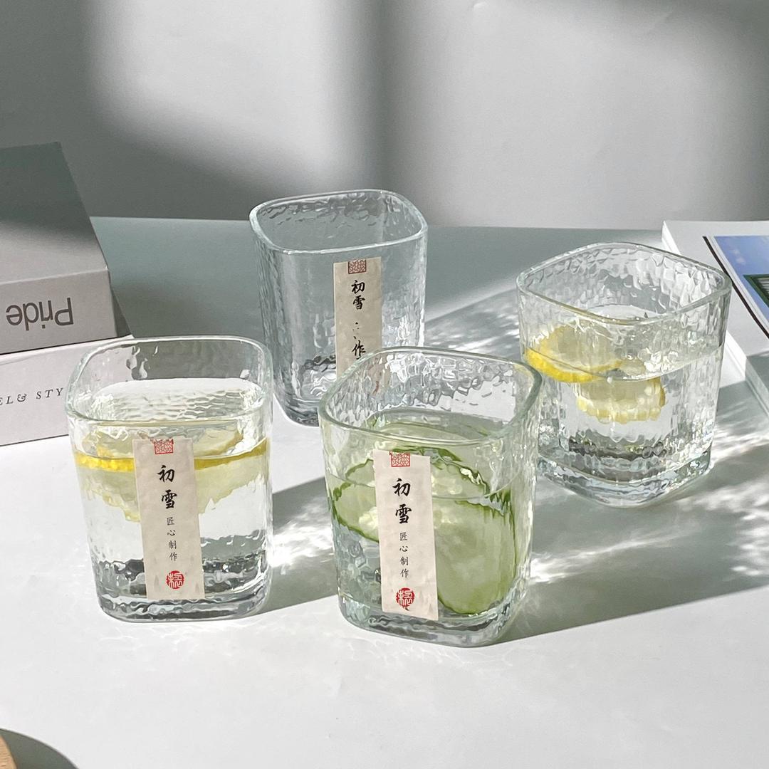 First Snow Hammer Pattern Cup Tumbler Tumbler Thickened Cup Simple Cup High Appearance Level Universal Cup Minority Cup Cup Transparent Specification drawing