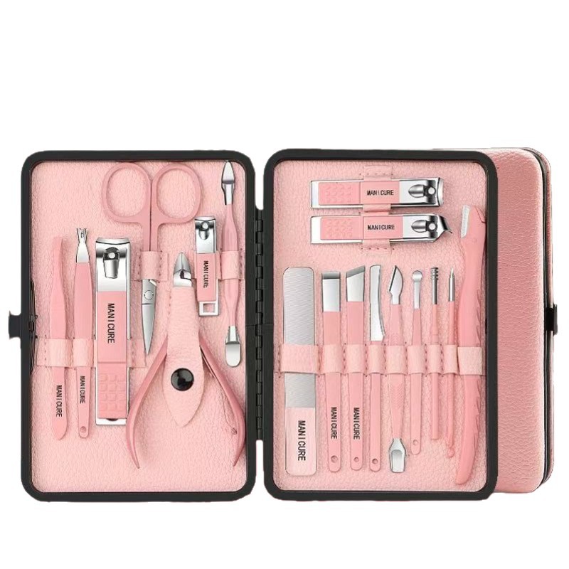 Wholesale nail clipper set of 18 pieces, stainless steel manicure tools, nail scissors, nail pliers, home nail care tools Item Picture