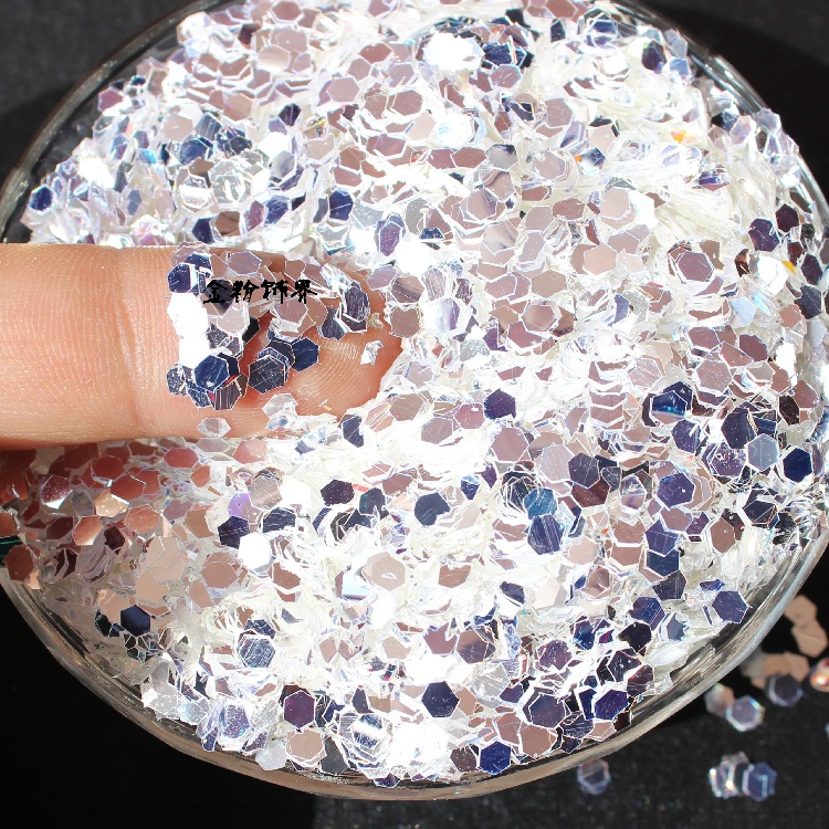 镭射七彩白/白七彩金粉金细节图