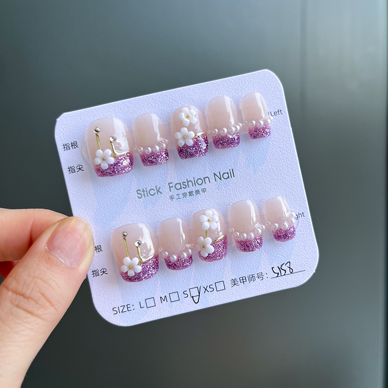 Pure hand-worn nail purple Cherry Blossom Nail nail Patch Sweet temperament removable nail nail nail patch finished