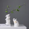 2025 Nordic Creative Ceramic Vase Decoration, high-end retro living room entrance table, dried flower arrangement art decoration Ceramic vase details Picture