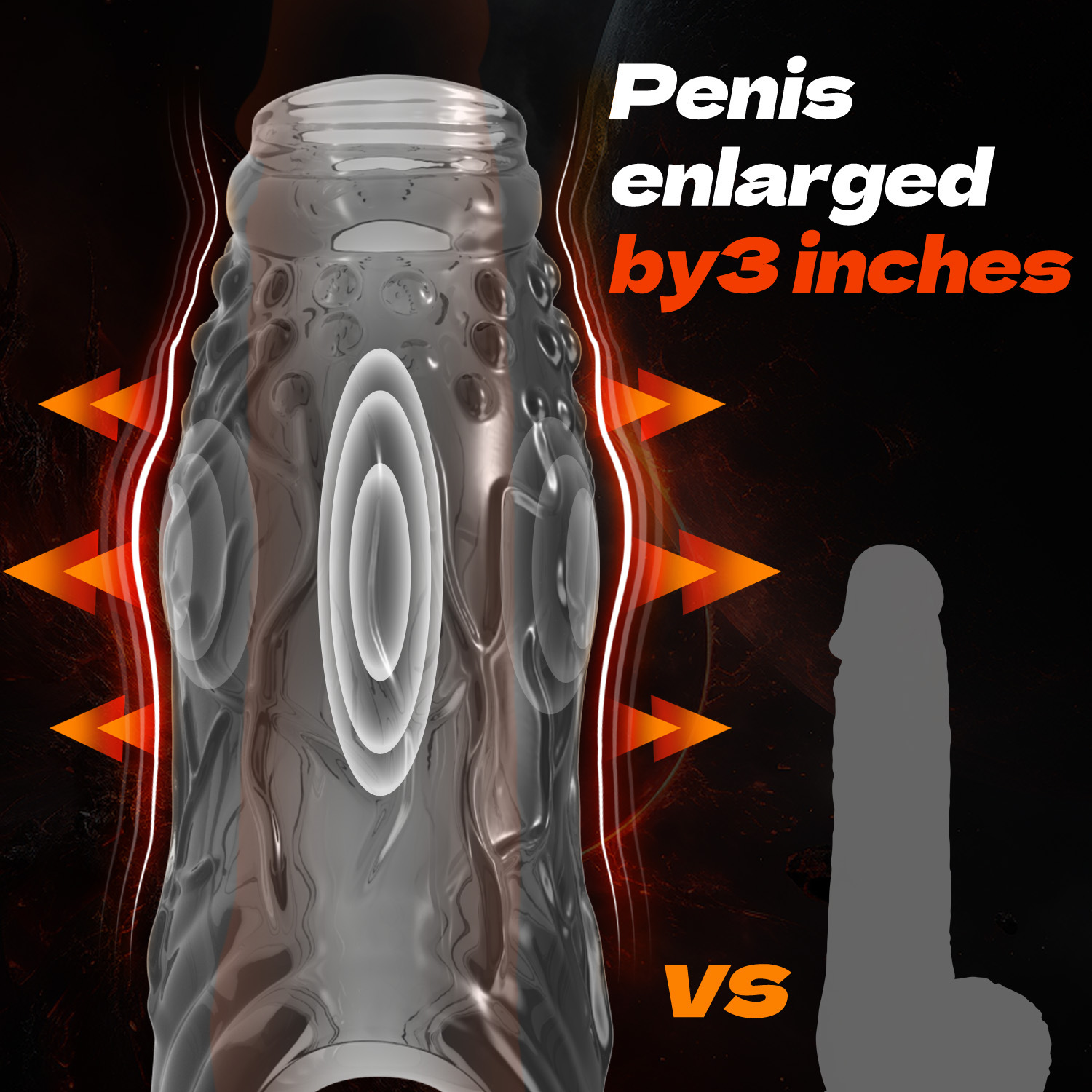 New cross-border trade product, Wolf tooth set lock, thickened and enlarged, fun toy ring for men Specification drawing