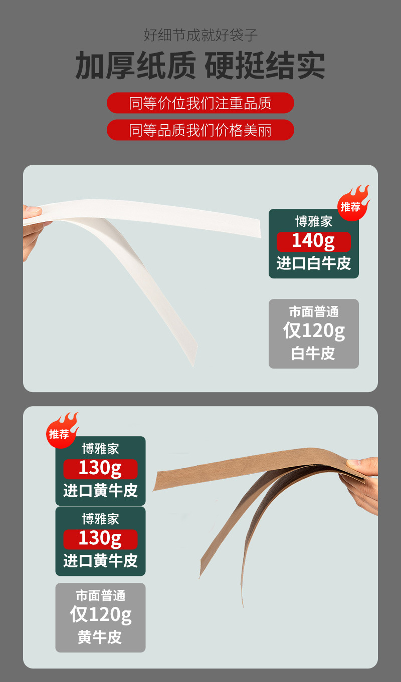 现货批发化妆品饰品服装礼品手提袋承重10斤牛皮纸袋加厚厂家直营详情7