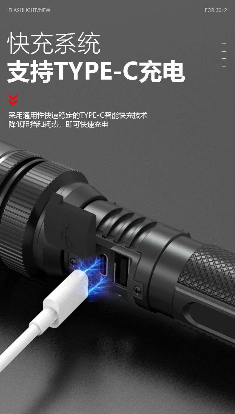 跨境爆款手电筒户外强光爆亮多功能数显屏超长续航充电超亮小手电详情3