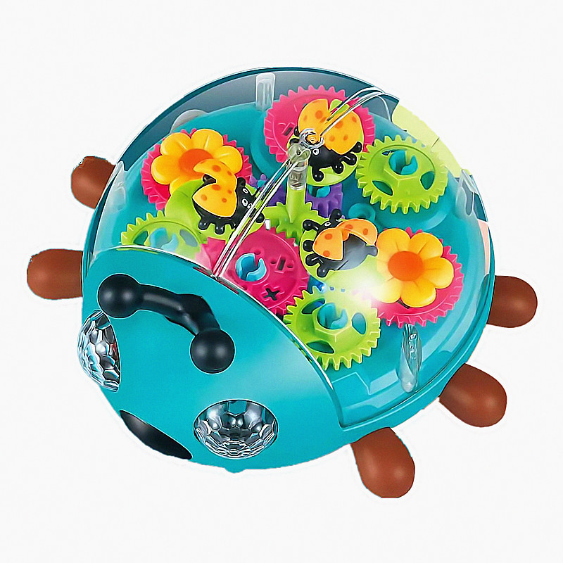 Foreign trade new electric universal transparent rotating gear beetle light music Cartoon Park night market children's toys details Picture