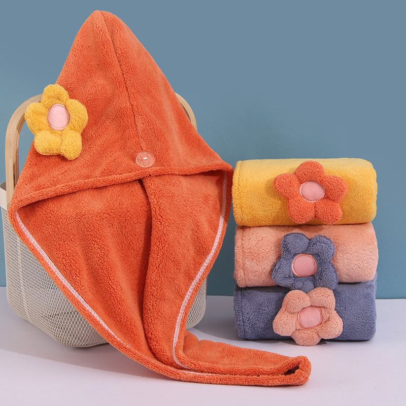 New thickened Baotou quick-drying water-absorbing and non-shedding high-density coral velvet shower cap with super strong water absorption details Picture