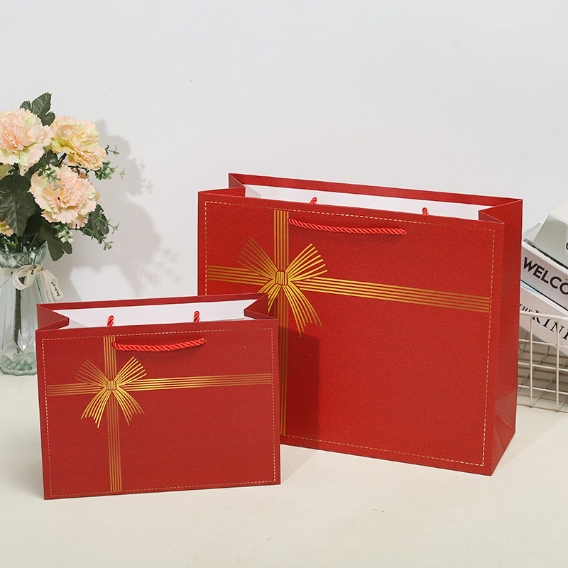 Horizontal ribbon bow gift bags, handbags, paper bags, clothing, shopping bags, birthday return gifts, souvenirs, South American