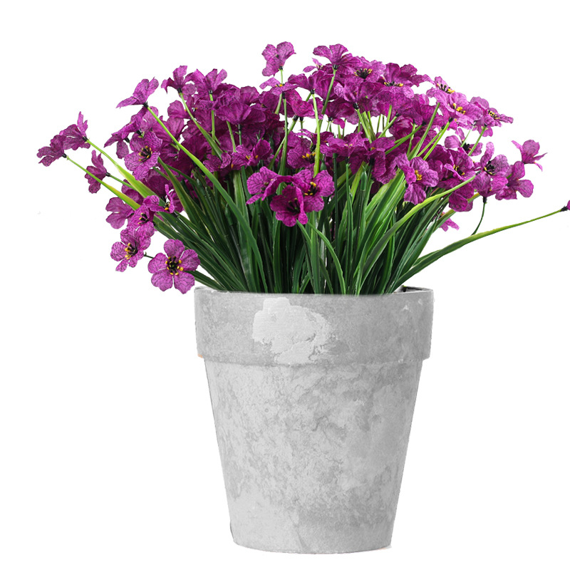 亚马逊5头春/水草丝印布花/紫罗兰仿真花白底实物图