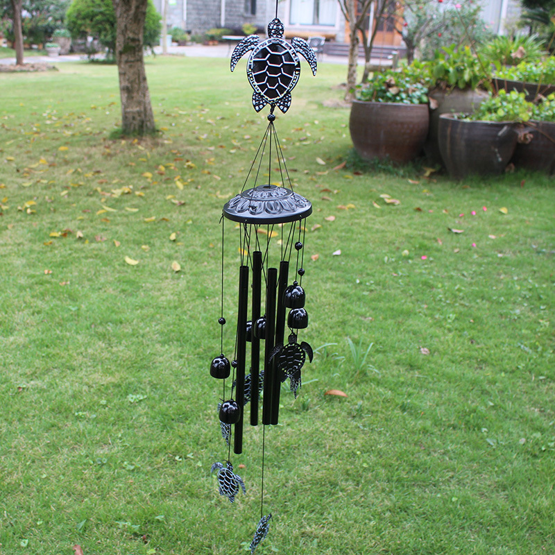 Metal Vintage Turtle Wind Chimes Hanging Ornaments Balcony Garden Decorative Gifts Creative Bells Black And White Spot Patterns Cross Borders