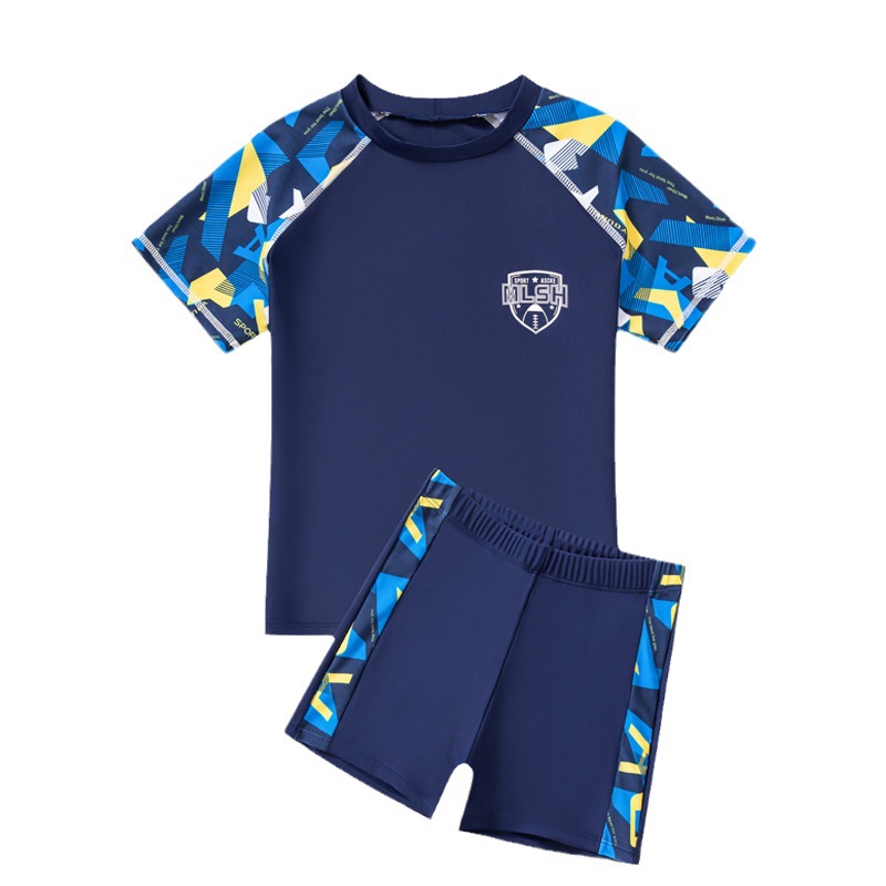 New Children's Swimsuit Medium And Large Baby Split Swimsuit Shorts Light Short-Sleeved Beach Swimsuit For Boys Item Picture