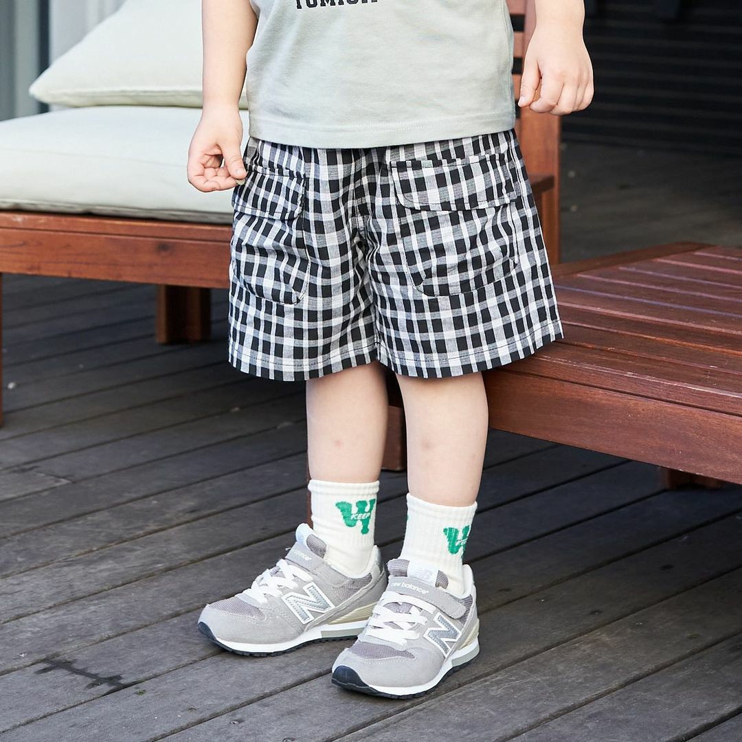 Children's checkered shorts, new summer style for boys and girls, Korean-style large pocket sportswear pants, baby casual capri pants Specification image