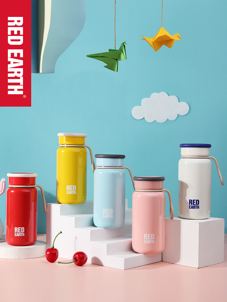 Red Earth Cartoon Thermos Cup Portable Cute Sanitary 316 Stainless Steel Thermos Cup Students Double Thermos Water Bottle
