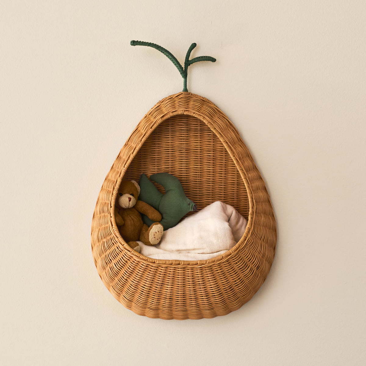 Nordic-style rattan woven wall-mounted key storage basket, home and homestay decoration, toy and sundries storage basket, hand-woven basket details Picture