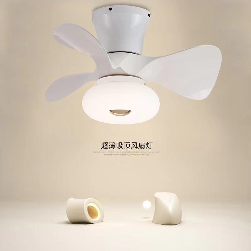 Smart Nordic ceiling-mounted fan lamp, small ceiling fan for dining room and bedroom, variable-frequency fan for boys and girls, children's room with electric fan chandelier details Picture