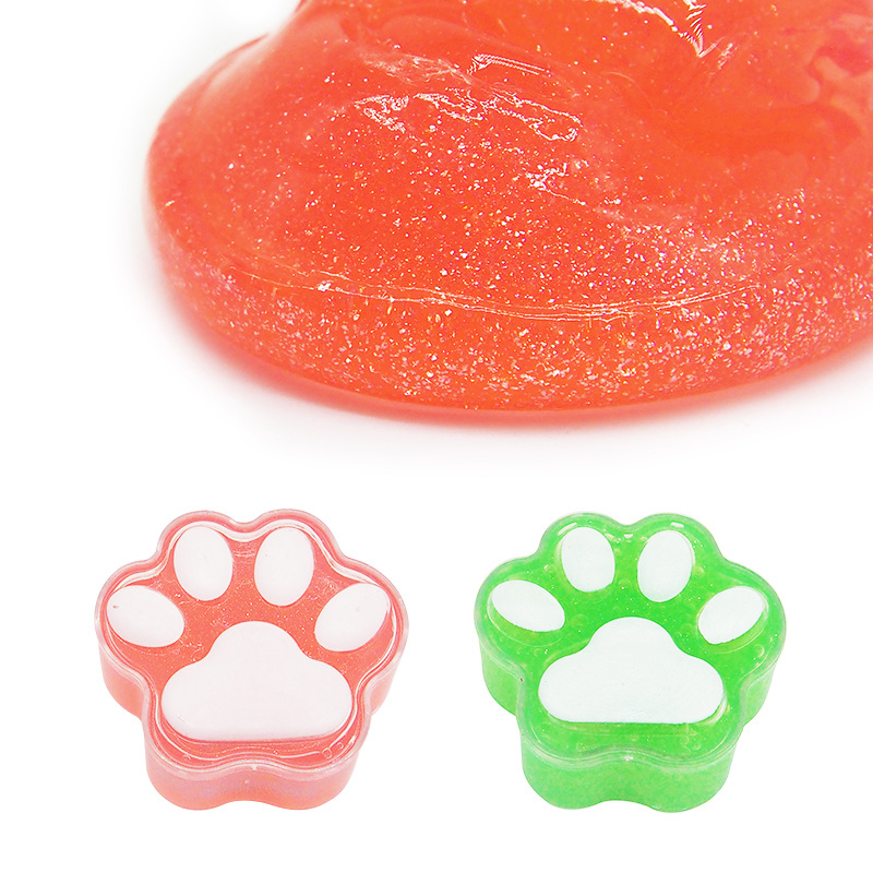 跨境水晶彩泥史莱姆金葱透明slime橡皮泥儿童diy可爱猫爪