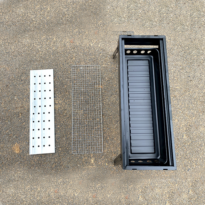 The popular drawer-type carbon trough outdoor folding barbecue grill with side suction and charcoal for multi-person BBQ Specification image