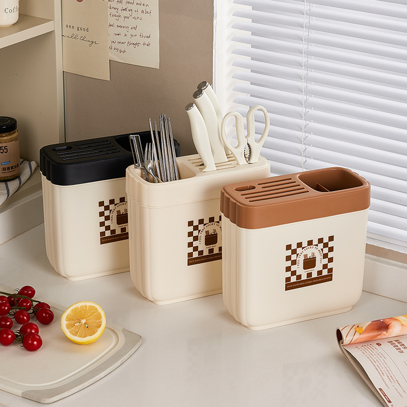 New cream-style multi-functional kitchen knife rack, chopstick basket, knife rack and seasoning box rack