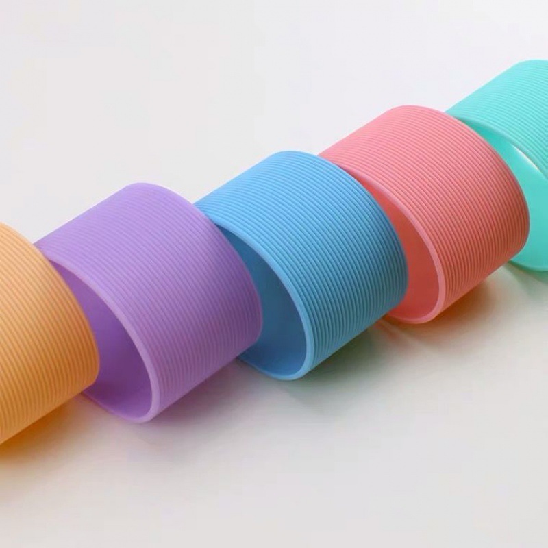 Silicone cup sleeve, glass cup heat insulation sleeve, anti-slip water cup ring protective sleeve, straight tube thickened heat-resistant tea cup sleeve