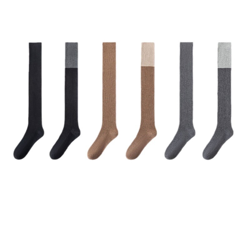 Sock stall offers one-piece delivery of over-the-knee socks for women, spring, autumn and winter styles, long stockings, black color-blocked calf socks, low-pressure long socks, jk socks and knee pads Item Picture