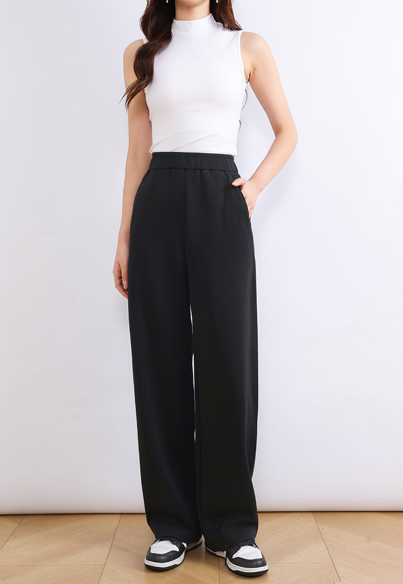 Modal Air Layer straight-leg pants for women in the autumn of 2025, four-sided elastic, smooth, waist-wide, wide-leg, slightly curved banana pants pic 42