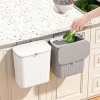 Wall-mounted kitchen trash can with lid, toilet, bathroom, living room, wastebasket, cabinet, kitchen waste hanging storage bucket Application Scenario
