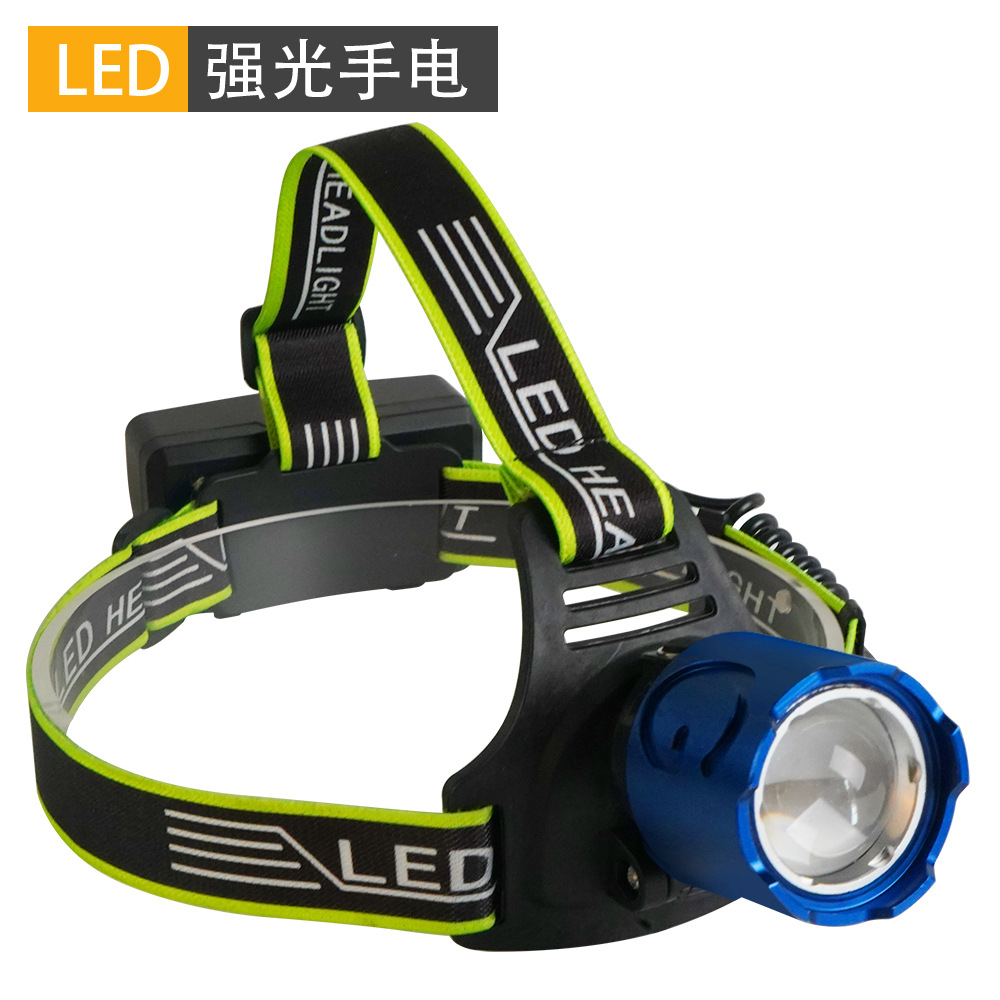 New Telescopic Zoom Headlight High Power White Laser Light Bead Strong Bald Head Wearing Light Outdoor Fishing Wild Fishing Headlight Item Picture