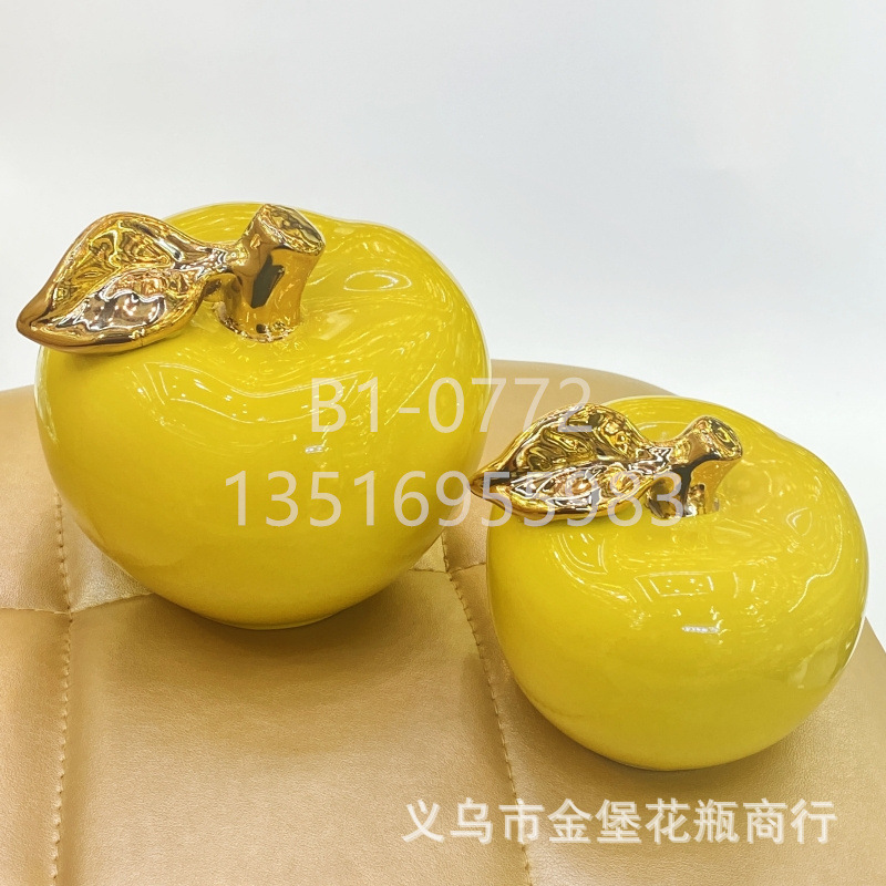 Factory wholesale of modern, fresh and creative gifts, glazed ceramic ornaments, apple and pear office and home decoration items