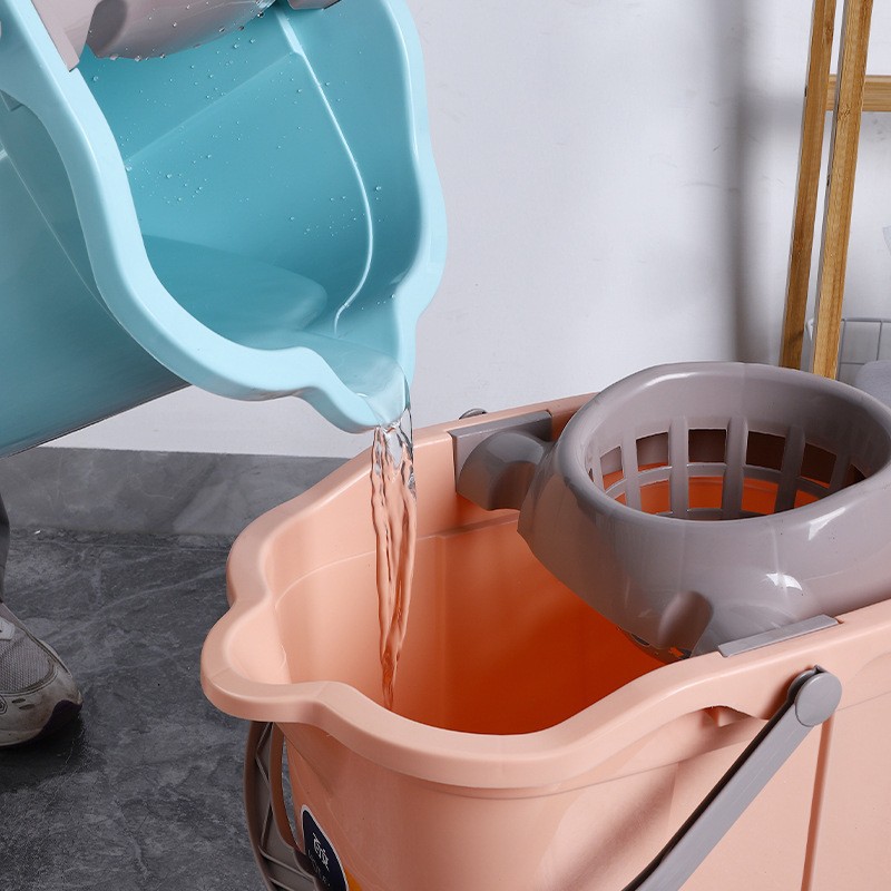 Mop with wheels bucket plastic household thickened drag bucket material rotary twist mope single bucket manual squeeze bucket full figure