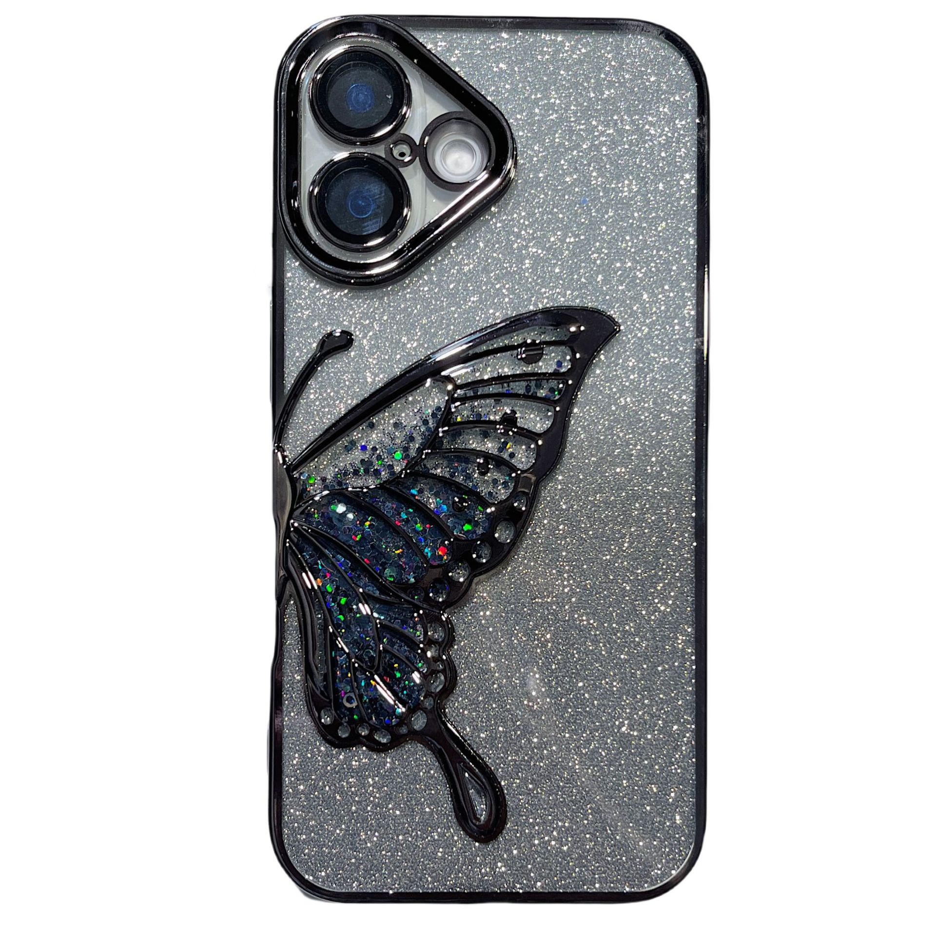 Suitable for Apple 16promax personalized and creative phone case, Sand butterfly anti-drop iphone16pro case 15pm Item Picture