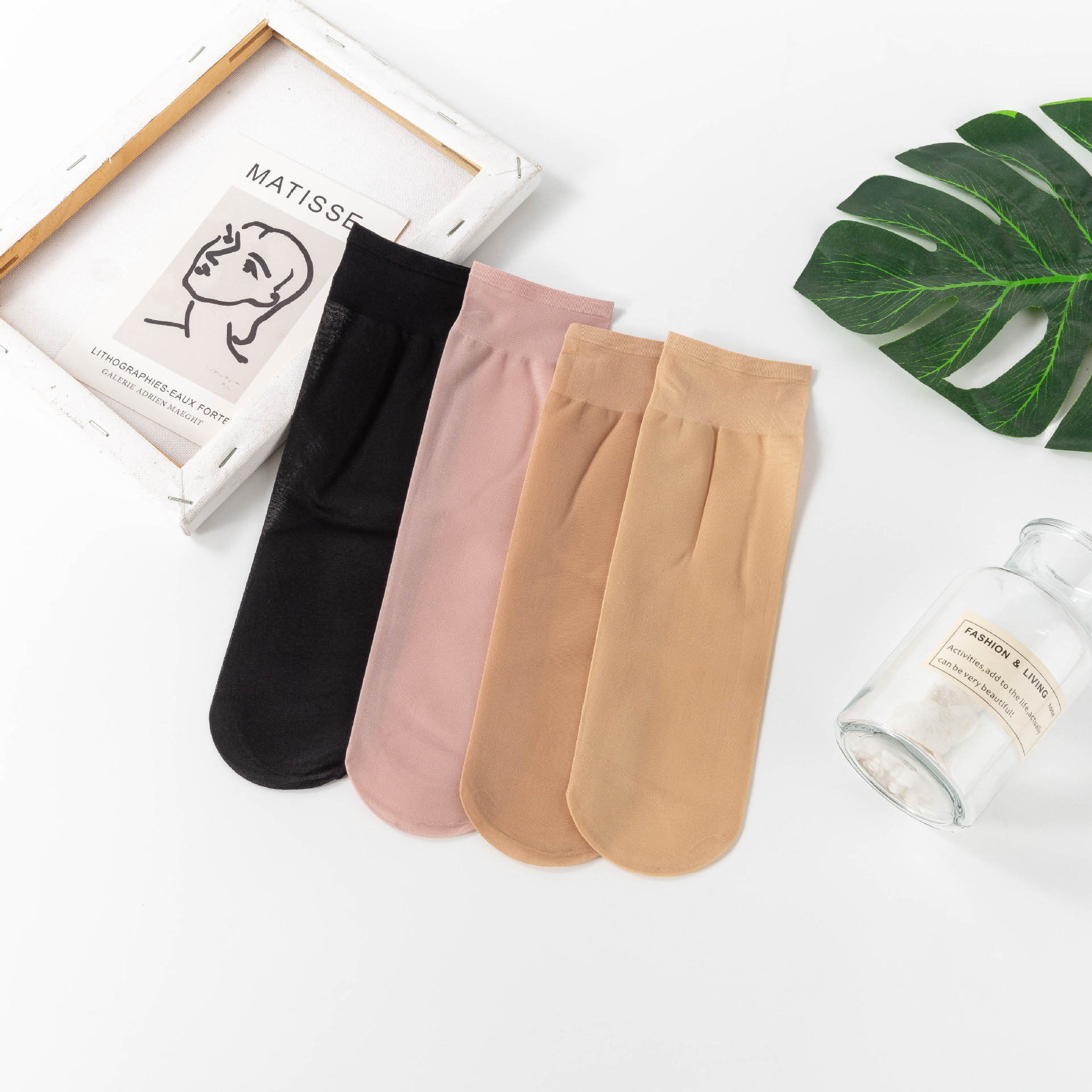 Sock stall, one-piece delivery, 10 pairs of loose seam steel wire mask socks, non-constricting, durable, anti-snagging, unisex short silk socks manufacturer wholesale, one-piece delivery details Picture