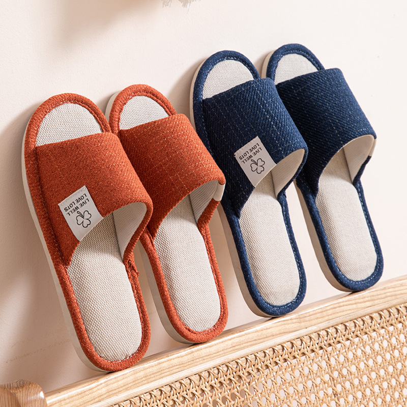 Manufacturers direct home linen slippers female indoor anti-slip wear-resistant couple slippers male four seasons floor slippers wholesale full figure