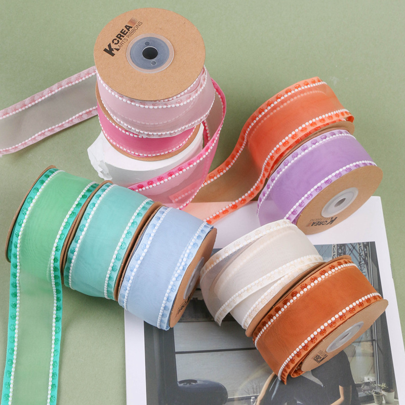 Wide-brimmed white thread snow gauze ribbons, hair accessories, gifts, fresh flowers, shoes, straw hats, butterfly decorations, scallion dots, thick-brimmed ribbons details Picture