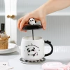 Cute cartoon panda ceramic cup, creative black and white combination, mug with lid spoon milk cup birthday gift Specification image