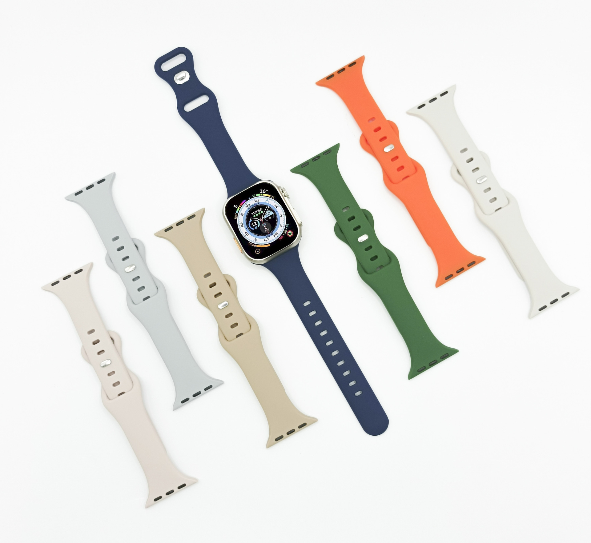 适用于苹果Watch Ultra 9876543210代小蛮腰八字扣蝴蝶扣硅胶表带详情4
