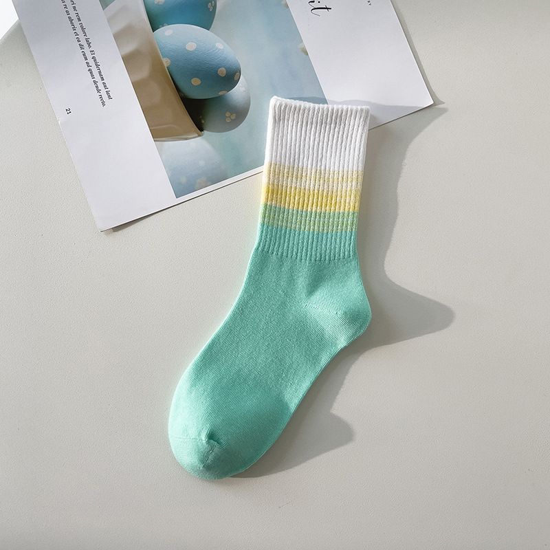 Socks Female Small Fresh Macaron Contrast Color Spring/Summer Cotton Socks New Candy Color Tide Breathable Female Socks Ins Tide Specification drawing