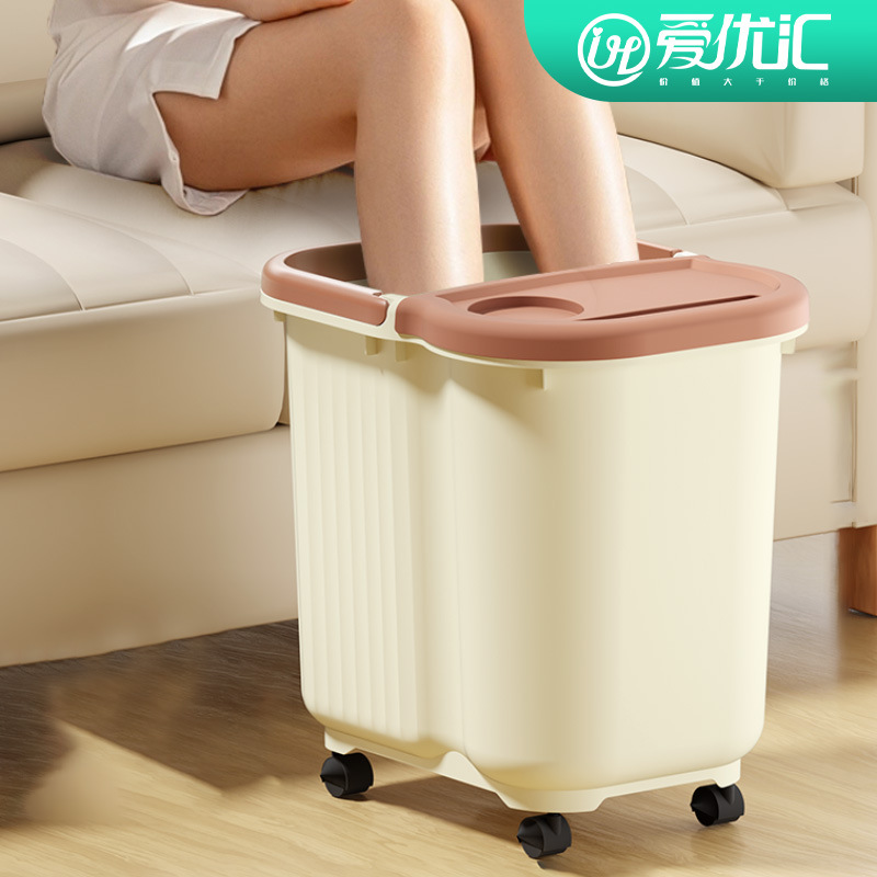 爱优汇家用泡脚桶加高过膝洗脚桶秋冬加厚泡脚盆手提大号足浴桶