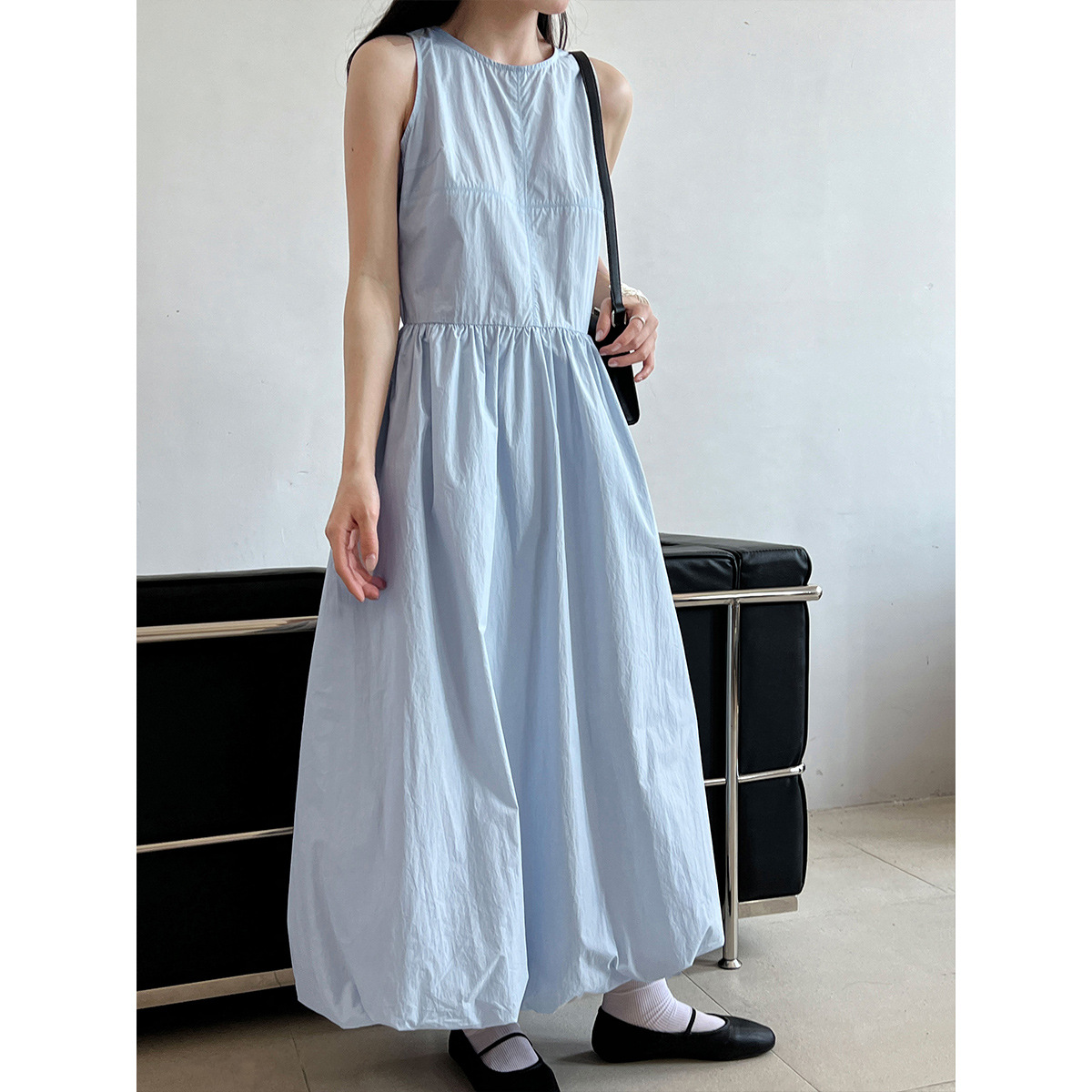Luxi French sleeveless dress Summer new style loose vest long dress, beautiful puffy flower bud dress 5102