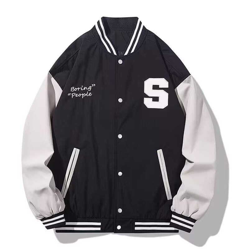 Men's baseball jacket 2023 Autumn collection New Hong Kong-style trendy embroidered letter color-blocked youth baseball collar jacket for men Item Picture